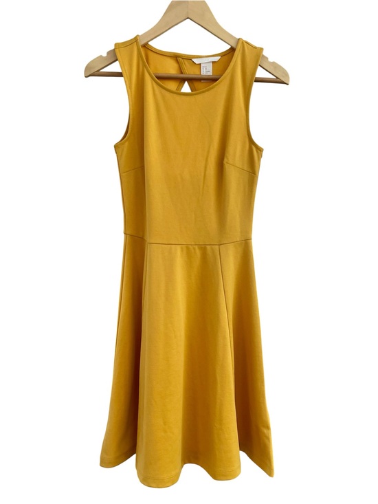 H&M Dresses & Skirts - H&M Fit & Flare Mini Dress Open Back Size XS Mustard Yellow Gorpcore Skater